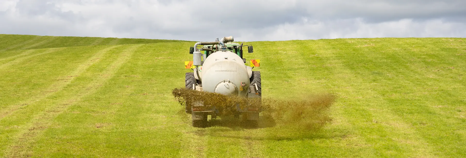Nevada Slurry TAnker spreading effluent with a RainWave applicator