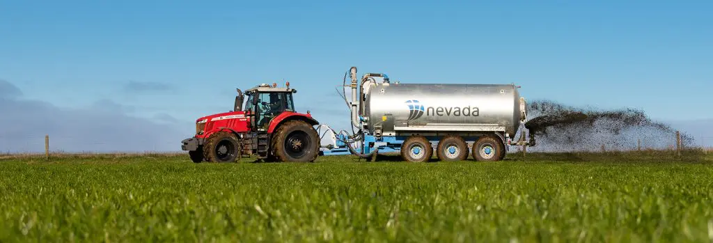 Nevada Triple Slurry Tanker spreading effluent in Tasmania, Australia