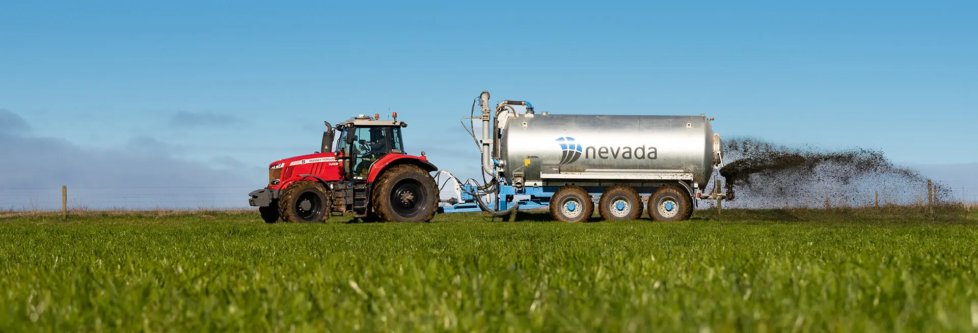 Nevada Tridem Slurry Tanker spreading effluent in Tasmania, Australia