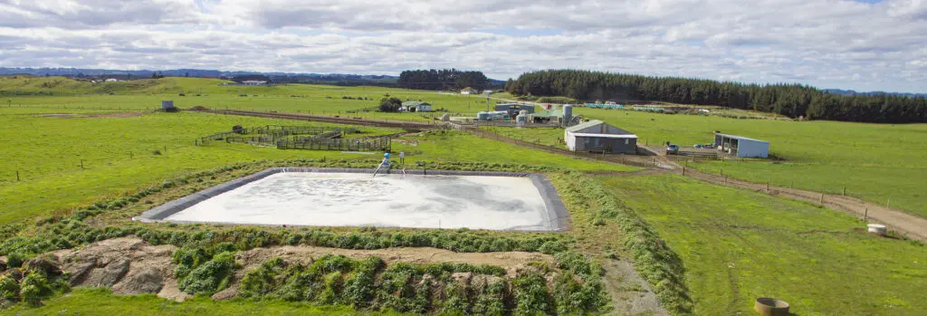 Effluent Pond Lining: What You Need to Know 7 Drone shot of Alan Coburn's Dairy Effluent System