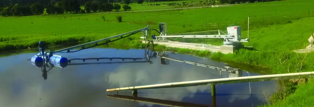PondBugs - Crusted Effluent Pond Treatment 5 Nevada PondBoom and Electric Stirrer