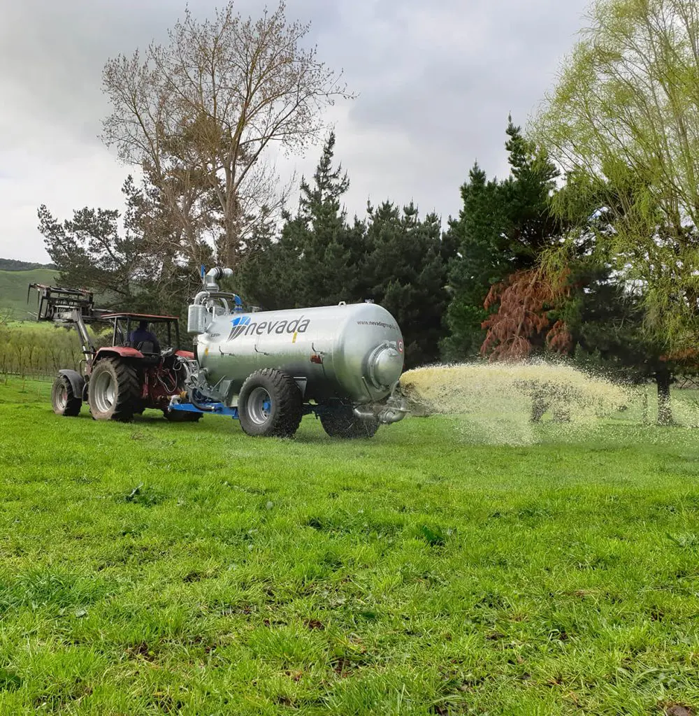 Nevada Single Axle Slurry spreading effluent with a RainWave applicator