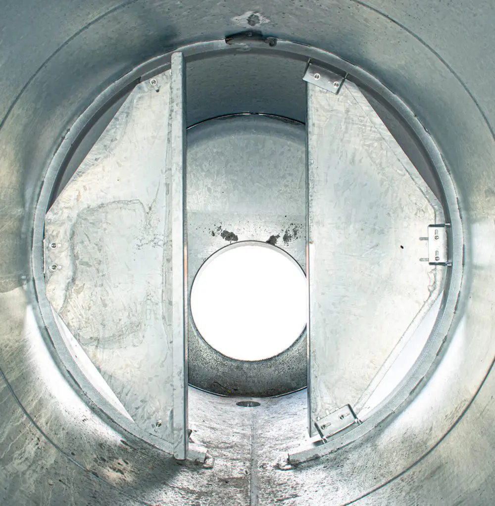 Galvanised inside and out, the view inside a Nevada Slurry Tanker, showing the internal baffle