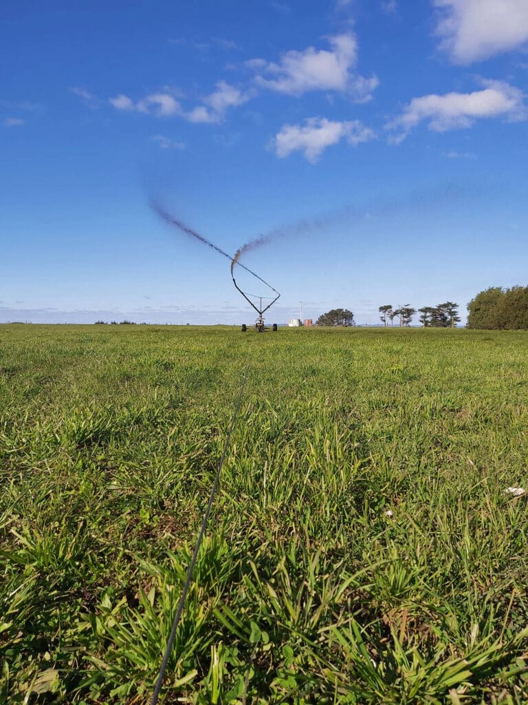 Nevada Greenback Travelling Irrigator spreading effluent in a paddock