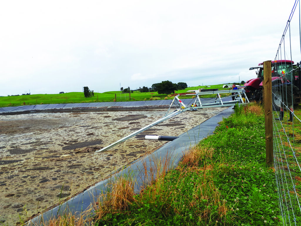 Nevada PTO Stirrer Extension stirring a lined effluent pond