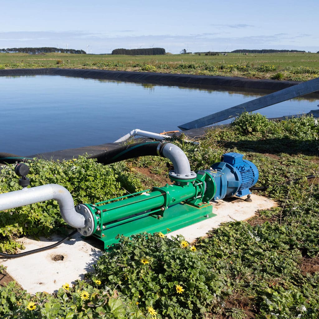 Nevada Progress Cavity Pump on shore of an Effluent Pond